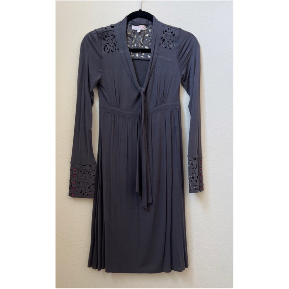 Cutout charcol long sleeve dress